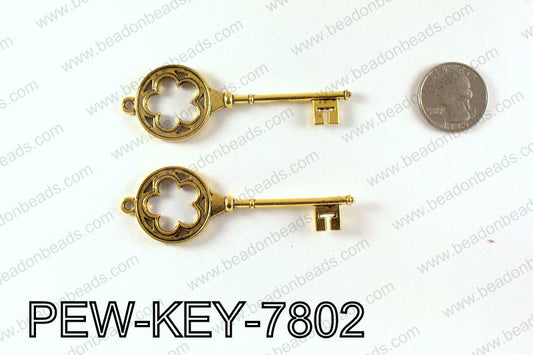 Key Pendant 78x26mm, Gold PEW-KEY-7802