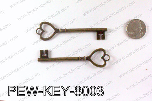 Key Pendant 80x22mm, Bronze PEW-KEY-8003