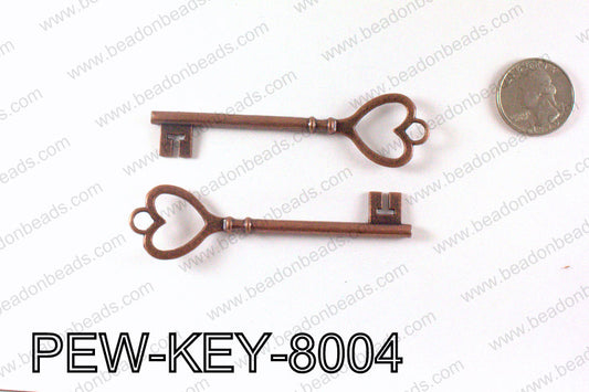 Key Pendant 80x22mm, Copper PEW-KEY-8004