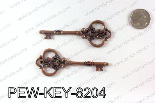 Key Pendant 82x32mm, Copper PEW-KEY-8204