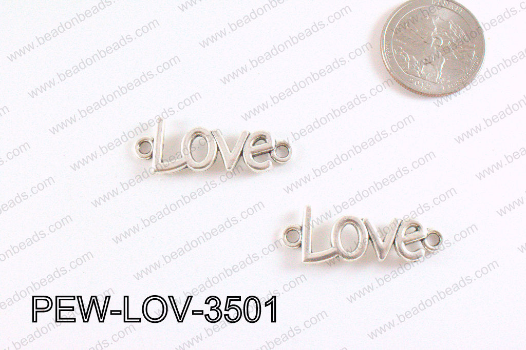 Pewter Love Connector Silver 13x35mm PEW-LOV-3501