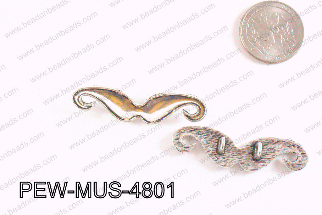 Pewter Mustache Finding Silver 13x48mm PEW-MUS-4801