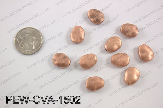 Pewter oval spacer beads 12x15mm, copper PEW-OVA-1502