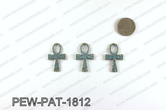ANKH cross with turquoise patina coating 35x24mm PEW-PAT-1812