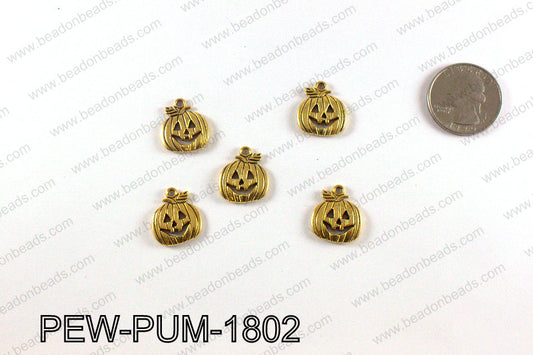 Pumpkin charms 18x16mm, Gold PEW-PUM-1802