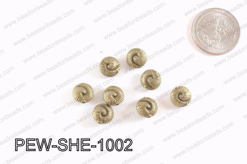 Pewter Shell Bronze 10mm PEW-SHE-1002