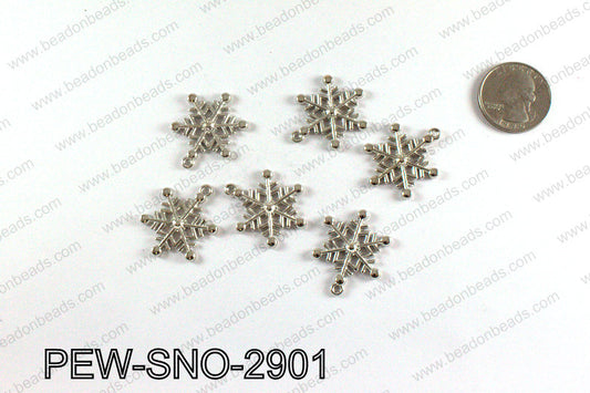Snowflake charms 29x23mm, Silver PEW-SNO-2901