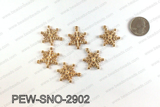Snowflake charms 29x23mm, Gold PEW-SNO-2902