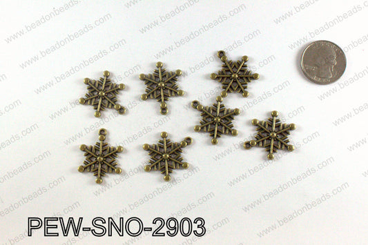 Snowflake charms 29x23mm, Bronze PEW-SNO-2903
