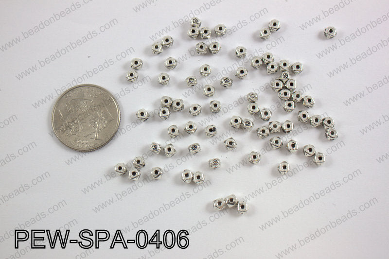 Pewter spacer 4mm, silver PEW-SPA-0406