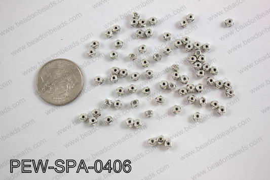 Pewter spacer 4mm, silver PEW-SPA-0406