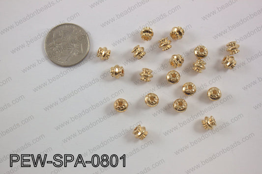 Pewter spacer 8mm, gold PEW-SPA-0801