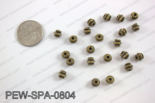 Pewter spacer 8mm, brass PEW-SPA-0804