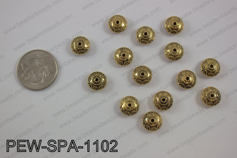 Pewter spacer 11mm, gold PEW-SPA-1102