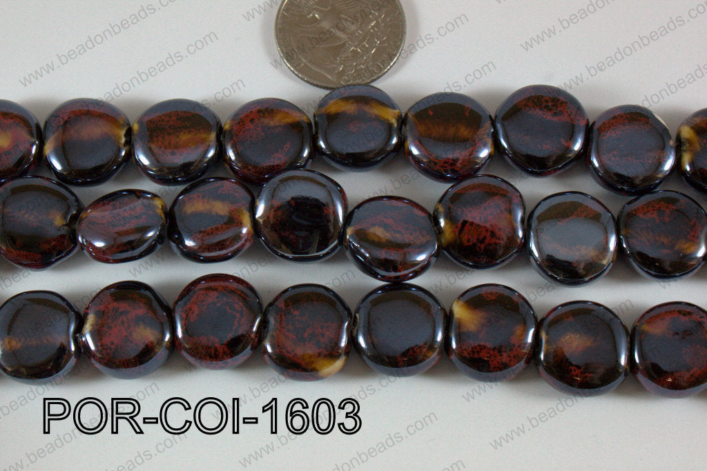 Porcelain Round Brown 16mm POR-COI-1603