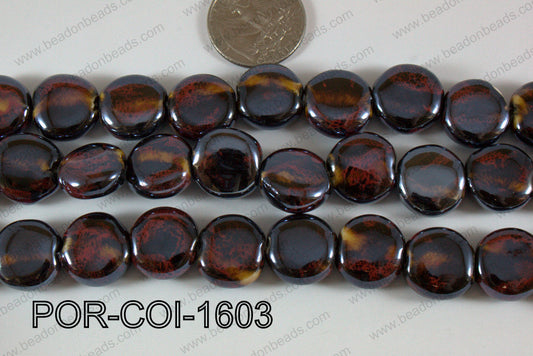 Porcelain Round Brown 16mm POR-COI-1603