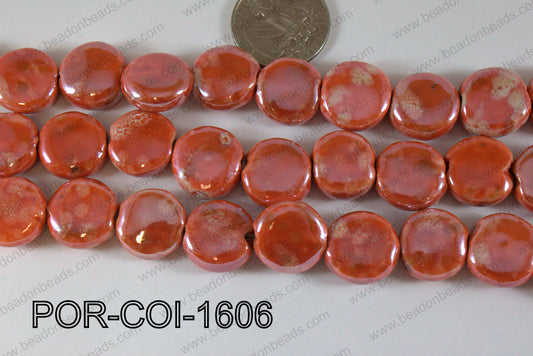 Porcelain Round Red 16mm POR-COI-1606