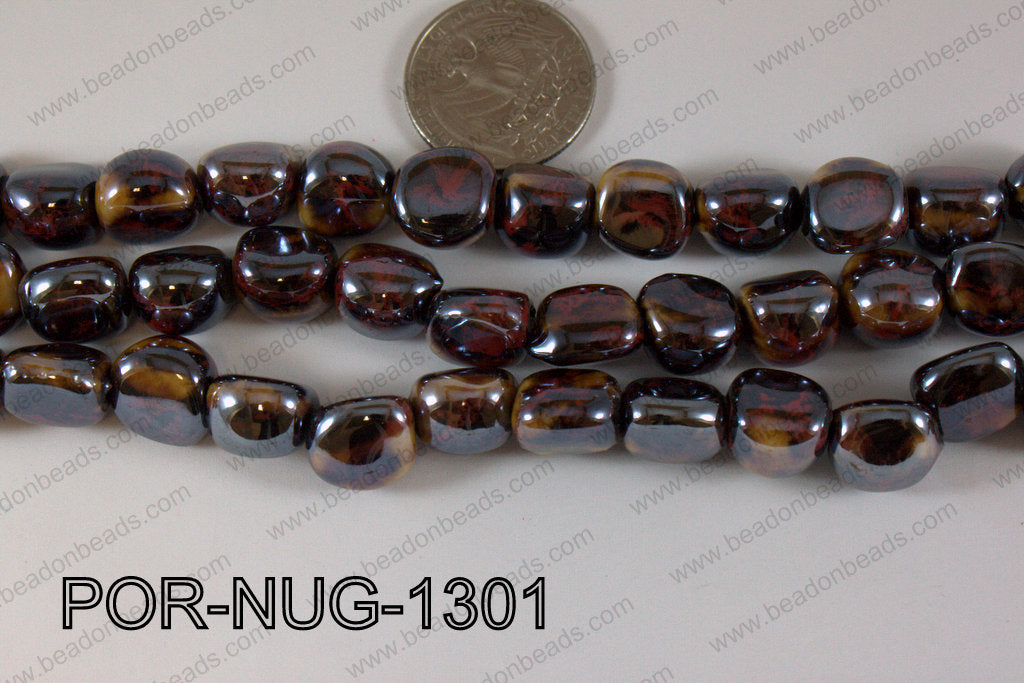 Porcelain Nugget Brown 13mm POR-NUG-1301