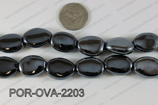 Porcelain Oval Gun Metal 22mm POR-OVA-2203