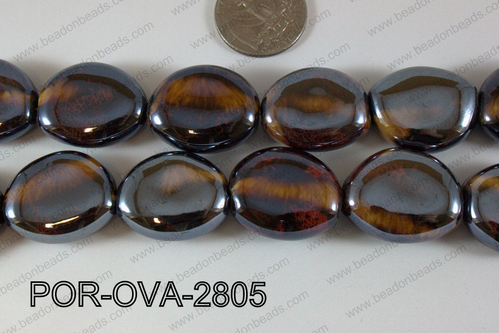 Porcelain Oval Brown 28mm POR-OVA-2805