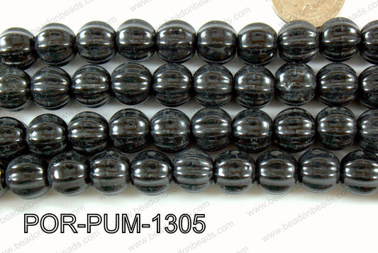 Porcelain Pumpkin 12x13mm black POR-PUM-1305