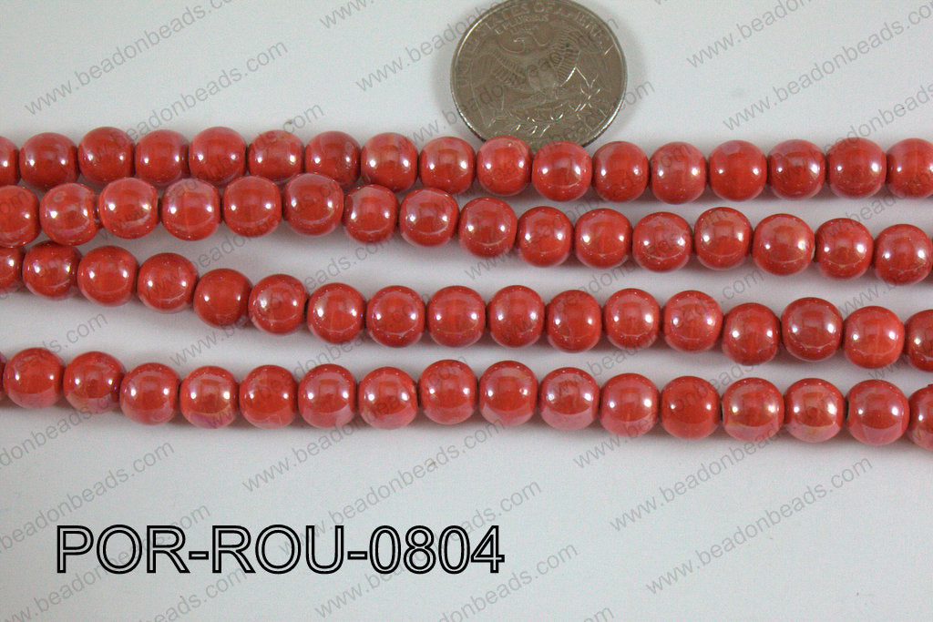 Porcelain Round Red 8mm POR-ROU-0804