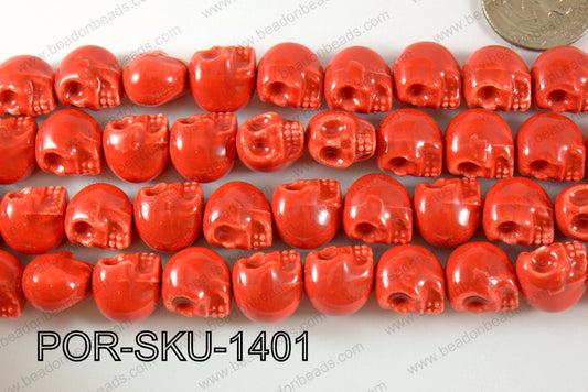 Porcelain Skull 11x14mm red POR-SKU-1401