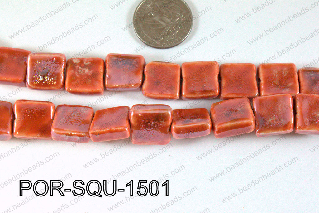 Porcelain Square Red 15mm POR-SQU-1501