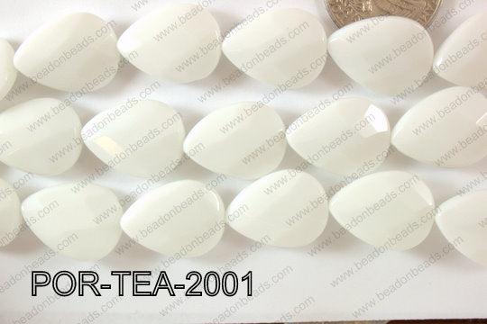 Porcelain Teardrop Faceted 16x20mm POR-TEA-2001