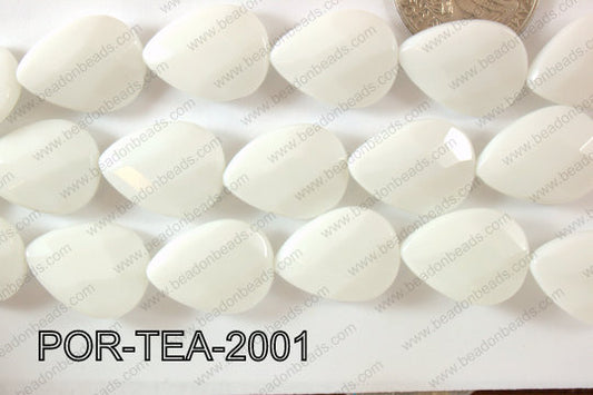 Porcelain Teardrop Faceted 16x20mm POR-TEA-2001