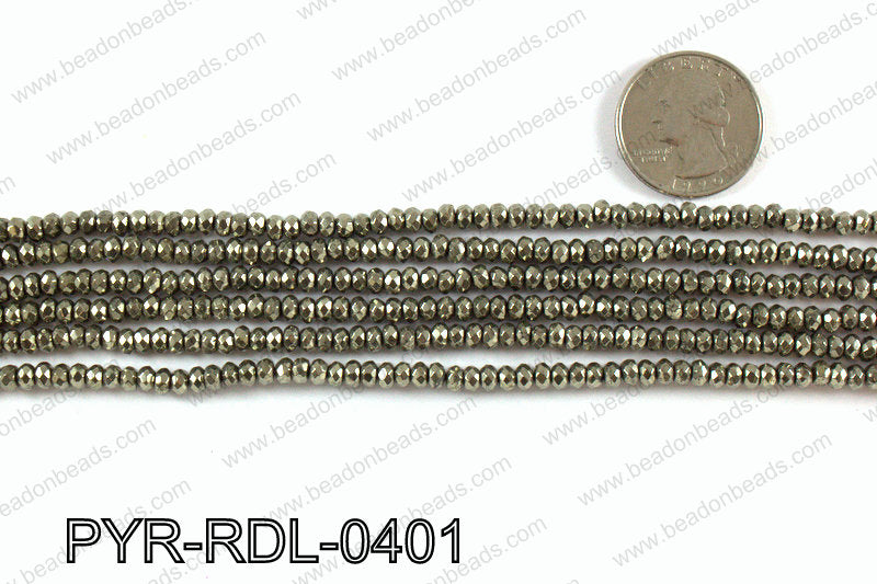 Pyrite rondelle faceted 4mm PYR-RDL-0401