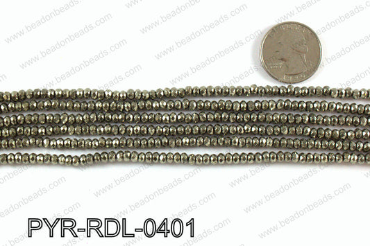 Pyrite rondelle faceted 4mm PYR-RDL-0401