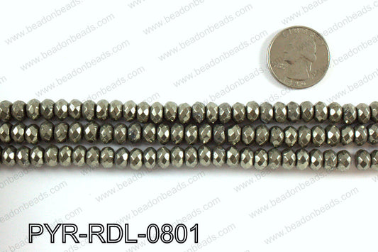Pyrite rondelle faceted 8mm PYR-RDL-0801