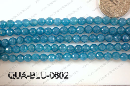 Blue Quartz Round Faceted 6mm QUA-BLU-0602