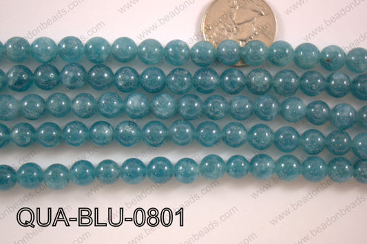 Dyed Blue Quartz Round 8mm QUA-BLU-0801