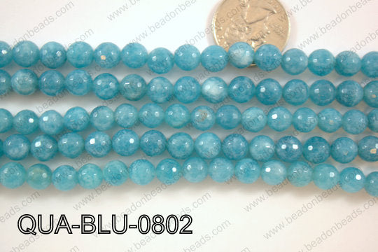 Dyed Blue Quartz Faceted Round 8mm QUA-BLU-0802