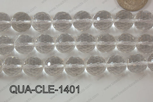 Clear Quartz Round Faceted 14mm QUA-CLE-1401