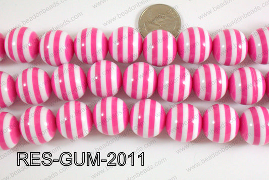 Resin striped Gumball beads 20mm Dark Pink RES-GUM-2011
