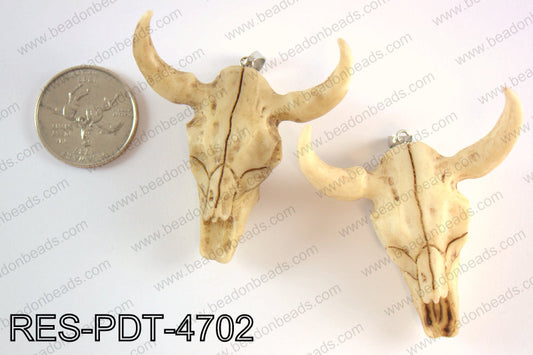 Resin ox head pendant with silver color bail  RES-PDT-4702