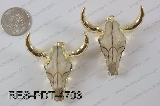 Resin ox head pendant with electroplating gold RES-PDT-4703
