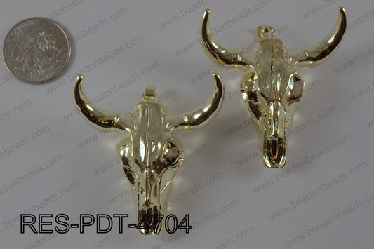 Resin ox head pendant with electroplating gold RES-PDT-4704