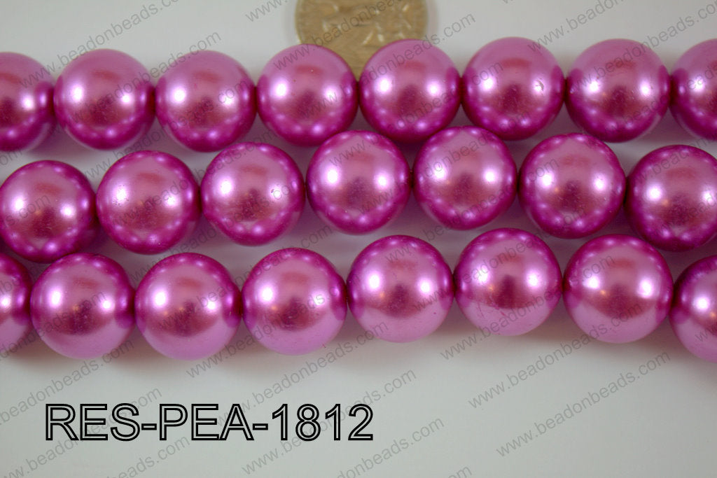 Resin Pearl Round 17mm Dark Pink RES-PEA-1812