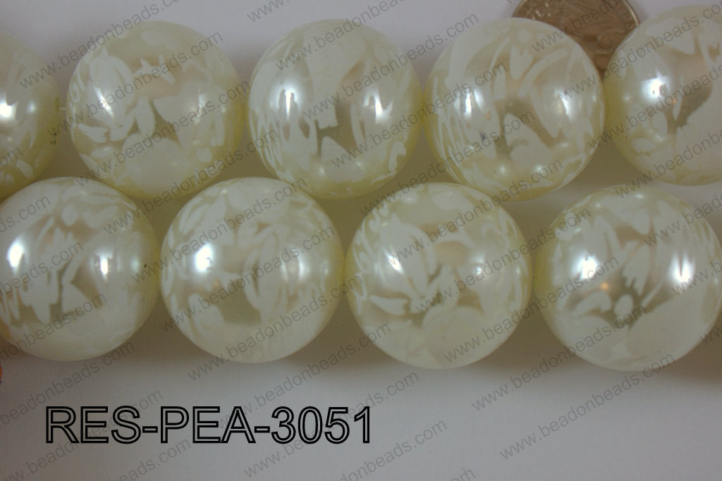 Resin Pearl Round White 30mm RES-PEA-3051