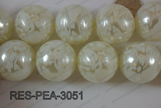 Resin Pearl Round White 30mm RES-PEA-3051