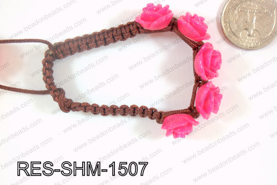 Resin Rose Shamballa Bracelet 15mm Pink RES-SHM-1507
