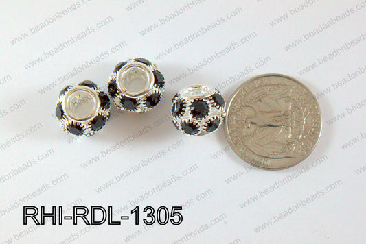 Rhinestone ball Rondelle 13mm black RHI-RDL-1305