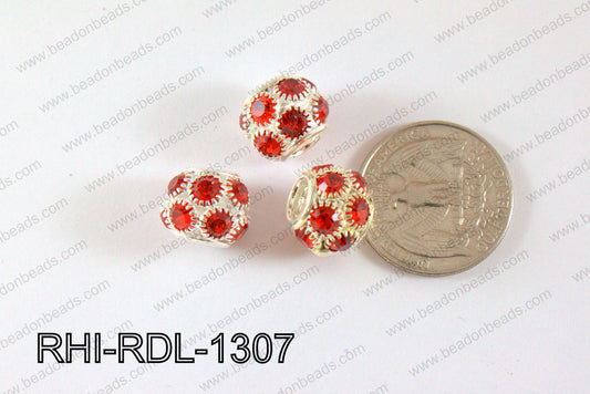 Rhinestone ball Rondelle 13mm red RHI-RDL-1307