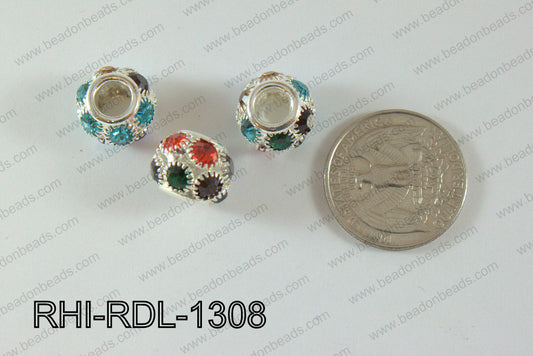 Rhinestone ball Rondelle 13mm multi RHI-RDL-1308