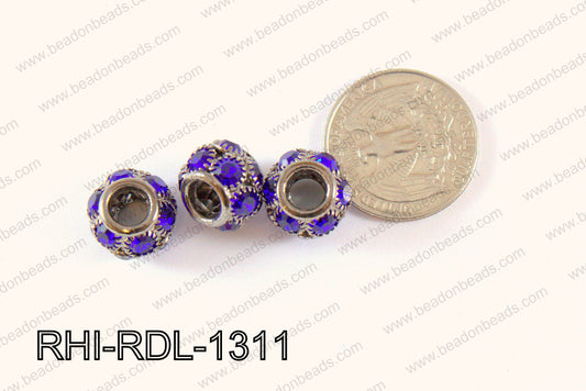 Rhinestone ball Rondelle 13mm gun metal/ dark blue RHI-RDL-1311