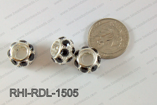 Rhinestone ball Rondelle 15mm black RHI-RDL-1505